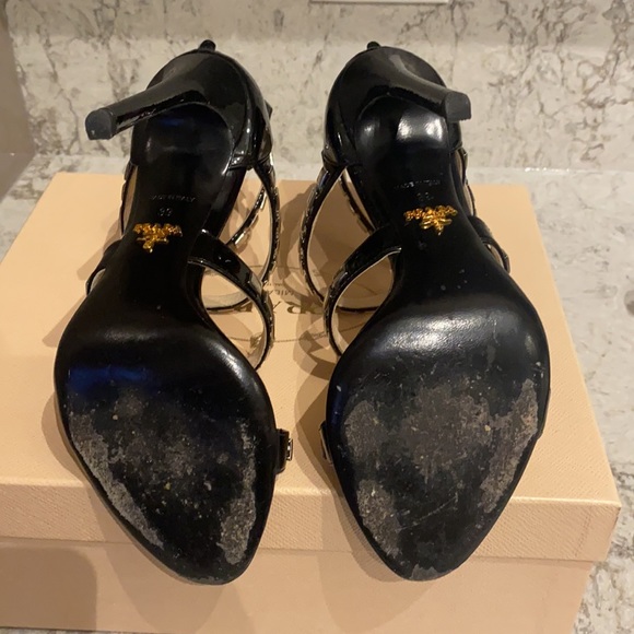 Prada Vernice Nero High Heel Sandal- Black- Size 39 - Picture 4 of 5
